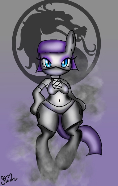 Size: 713x1120 | Tagged: anthro, artist:lennonblack, belly button, derpibooru import, maud pie, midriff, mortal kombat, safe, smoke, smoke (mortal kombat), trace