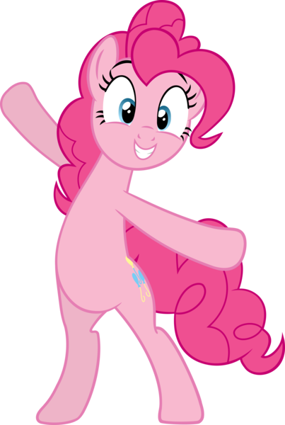 Size: 4705x7000 | Tagged: safe, artist:slb94, derpibooru import, pinkie pie, pony, princess twilight sparkle (episode), absurd resolution, bipedal, cute, diapinkes, happy, simple background, standing, transparent background, vector