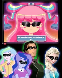 Size: 687x858 | Tagged: safe, derpibooru import, princess celestia, princess luna, equestria girls, crossover, elsa, frozen (movie), giffany, gravity falls, kuvira, principal celestia, soos and the real girl, sunglasses, the legend of korra, vice principal luna