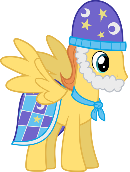 Size: 1600x2109 | Tagged: safe, artist:vectorizedunicorn, derpibooru import, star swirl the bearded, warm front, pegasus, pony, three's a crowd, background pony, beard, cloak, clothes, costume, facial hair, fake beard, hat, male, simple background, solo, stallion, star swirl the bearded costume, transparent background, vector