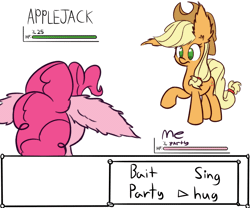 Size: 1040x867 | Tagged: animated, applejack, artist:heir-of-rick, daily apple pony, derpibooru import, hug, impossibly large ears, pinkie pie, pokémon, raised hoof, rpg, safe