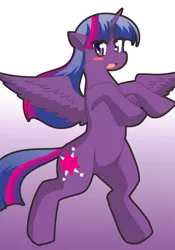 Size: 700x1000 | Tagged: safe, artist:tyaramu, derpibooru import, twilight sparkle, twilight sparkle (alicorn), alicorn, pony, bipedal, female, mare, solo