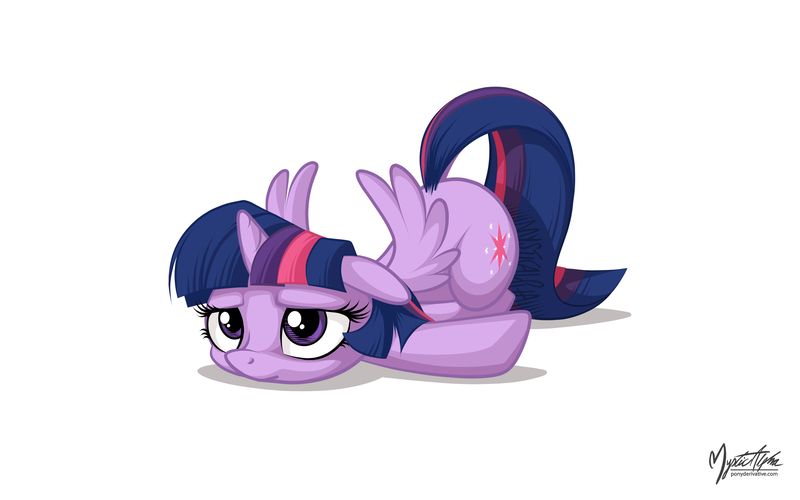 Size: 2560x1600 | Tagged: safe, artist:mysticalpha, derpibooru import, twilight sparkle, twilight sparkle (alicorn), alicorn, pony, female, mare, prone, solo, twilight is not amused, unamused, wallpaper