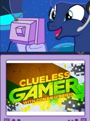 Size: 643x858 | Tagged: clueless gamer, conan o'brien, derpibooru import, exploitable meme, gamer luna, meme, obligatory pony, princess luna, safe, tv meme