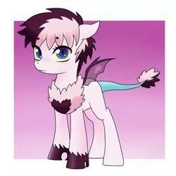 Size: 1600x1600 | Tagged: safe, artist:kianamai, derpibooru import, oc, oc:mystery, unofficial characters only, hybrid, pony, female, mare, next generation, offspring, offspring's offspring, parent:oc:chaotic, parent:oc:pomf puff, parents:oc x oc, simple background, solo, white background