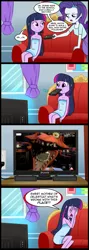 Size: 713x2000 | Tagged: safe, artist:madmax, derpibooru import, edit, rarity, twilight sparkle, fox, equestria girls, comic, crossover, five nights at freddy's, five nights at freddy's 2, foxy, horror, meme, what's wrong with this place