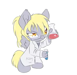 Size: 1052x1028 | Tagged: :<, anthro, artist:alasou, chibi, clothes, derpibooru import, derpy hooves, flask, glasses, lab coat, safe, science, scientist, simple background, solo, transparent background, vector, vial