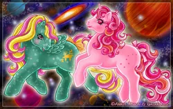 Size: 836x530 | Tagged: artist:anniemsson, derpibooru import, g1, galaxy (g1), my little pony tales, safe, space, starglow