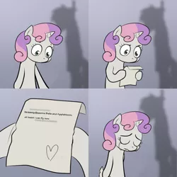 Size: 2000x2000 | Tagged: comic, crying, death, derpibooru import, exploitable meme, grimdark, hanging, hanging (by neck), meme, obligatory pony, scootaloo, suicide, sweetie belle, sweetie's note meme