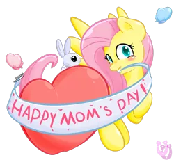 Size: 1180x1087 | Tagged: angel bunny, artist:shadowhulk, derpibooru import, fluttershy, heart, mother's day, old banner, positive ponies, safe