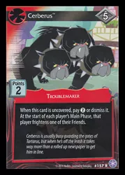 Size: 344x480 | Tagged: card, ccg, cerberus, cerberus (character), collar, crystal games, derpibooru import, dog, dog collar, enterplay, merchandise, mlp trading card game, multiple heads, safe, spiked collar, three heads