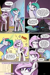 Size: 3000x4500 | Tagged: artist:lovelyneckbeard, changeling, comic, derpibooru import, fleur-de-lis, i can't believe it's not idw, princess celestia, safe, the secret life of fleur dis lee