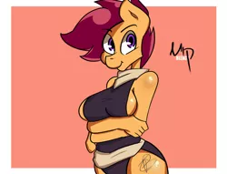 Size: 1280x980 | Tagged: anthro, artist:grimcjr, big breasts, bleach (manga), breasts, busty scootaloo, crossover, derpibooru import, female, older, safe, scootaloo, shihouin yoruichi, sideboob, solo