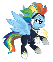 Size: 3000x3500 | Tagged: artist:baleyreeves, artist:kp-shadowsquirrel, clothes, costume, derpibooru import, power ponies, power ponies (episode), rainbow dash, safe, simple background, solo, transparent background, vector, zapp