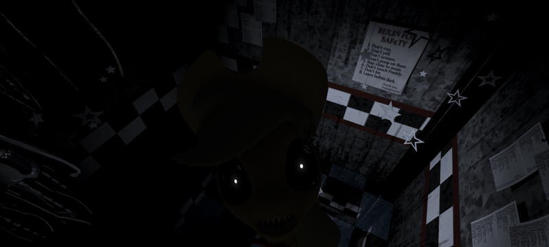 Size: 1024x461 | Tagged: animatronic, applefreddy, applejack, crazy face, creepy, creepy smile, derpibooru import, faic, five nights at aj's, five nights at freddy's, glowing eyes, looking at you, robot, safe, smiling, solo