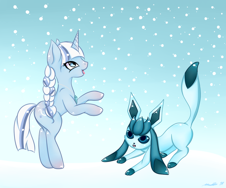 Size: 1024x853 | Tagged: safe, artist:animekittygirl15, derpibooru import, oc, oc:frozen heart, glaceon, pony, unicorn, pokémon