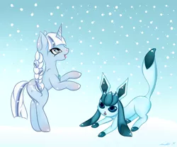 Size: 1024x853 | Tagged: safe, artist:animekittygirl15, derpibooru import, oc, oc:frozen heart, glaceon, pony, unicorn, pokémon