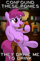 Size: 722x1107 | Tagged: safe, artist:drawponies, derpibooru import, berry punch, berryshine, earth pony, pony, applejack daniel's, background pony, confound these ponies, dan backslide, drunk, female, funny, mare, the dover boys, underhoof