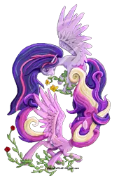 Size: 371x547 | Tagged: safe, artist:glacialfalls, derpibooru import, princess cadance, twilight sparkle, twilight sparkle (alicorn), alicorn, pony, female, mare