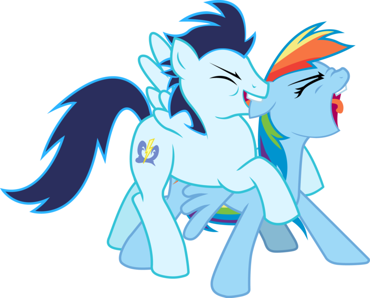 Size: 1981x1598 | Tagged: suggestive, artist:sighoovestrong, derpibooru import, rainbow dash, soarin', backwards cutie mark, biting, ear bite, female, foreplay, horses doing horse things, male, rough, shipping, soarindash, straight