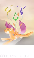 Size: 1000x1700 | Tagged: artist:mcwolfity, balloon, crying, derpibooru import, falling, sad, scootaloo, scootaloo can't fly, semi-grimdark, solo