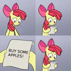 Size: 1024x1024 | Tagged: apple bloom, apple bloom's note meme, buy some apples, derpibooru import, exploitable meme, friendship is witchcraft, meme, obligatory pony, safe, sweetie's note meme
