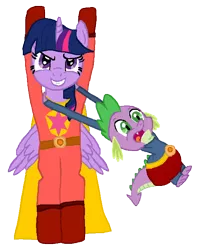 Size: 520x653 | Tagged: safe, artist:kerrykoopa26, derpibooru import, spike, twilight sparkle, twilight sparkle (alicorn), alicorn, pony, female, mare, simple background, transparent background, word girl