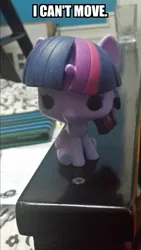 Size: 581x1032 | Tagged: artist:tehboxpony, caption, derpibooru import, funko, funko pop!, funny, immobile, meme, safe, solo, toy, twilight sparkle