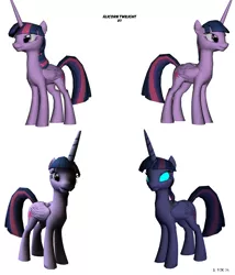 Size: 1172x1372 | Tagged: safe, artist:sparkyfox, derpibooru import, twilight sparkle, twilight sparkle (alicorn), alicorn, pony, 3d, cg, female, mare, older, solo