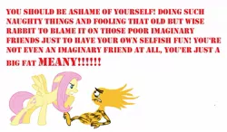 Size: 1171x683 | Tagged: artist:wesleyabram, barely pony related, bendy (foster's home for imaginary friends), crossover, derpibooru import, fluttershy, foster's home for imaginary friends, lauren faust, mouthpiece, obligatory pony, safe, stare, text, the stare