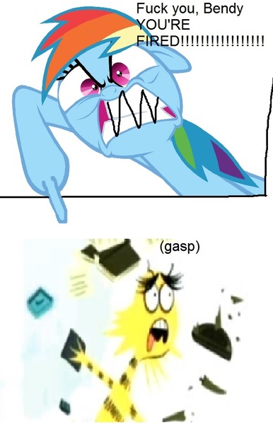 Size: 598x929 | Tagged: safe, derpibooru import, rainbow dash, 1000 hours in ms paint, barely pony related, bendy (foster's home for imaginary friends), foster's home for imaginary friends, ms paint, needs more jpeg, obligatory pony, shitposting, vulgar, wat, wtf