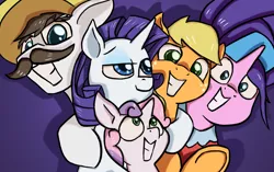 Size: 1718x1078 | Tagged: safe, artist:impcjcaesar, derpibooru import, applejack, cookie crumbles, hondo flanks, rarity, sweetie belle, cookieflanks, family, female, lesbian, male, rarijack, rarity's parents, shipping, straight