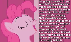 Size: 1000x600 | Tagged: applebuck season, bullshit, caption, derpibooru import, edit, edited screencap, eyes closed, image macro, let me tell you why that's bullshit, open mouth, pinkie pie, reaction image, safe, screencap, solo, sophisticated as hell, text, tl;dr, vulgar, wall of text