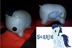 Size: 600x400 | Tagged: artist:legenddestroye, custom, derpibooru import, irl, photo, plushie, ponyloaf, safe, soarin', toy