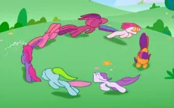 Size: 1135x705 | Tagged: cheerilee (g3), circle, core seven, derpibooru import, faceless ponies, g3.5, great moments in animation, intro, pinkie pie (g3), rainbow dash (g3), safe, scootaloo (g3), screencap, starsong, sweetie belle (g3), toola roola