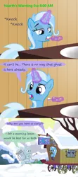 Size: 1200x2700 | Tagged: safe, artist:evil-dec0y, derpibooru import, trixie, oc, oc:ghost, ghost, pony, undead, unicorn, comic:trixie vs., comic:trixie vs. hearth's warming, a christmas carol, comic, female, mare, toothbrush, trixie's wagon