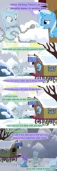 Size: 1200x3600 | Tagged: safe, artist:evil-dec0y, derpibooru import, trixie, oc, oc:ghost, earth pony, ghost, pony, undead, unicorn, comic:trixie vs., comic:trixie vs. hearth's warming, a christmas carol, book, chains, chest, comic, eyes closed, female, floating, frown, glare, key, leaning, lock, mare, open mouth, raised eyebrow, sitting, snow, snowfall, trixie's wagon, wagon, weight, wide eyes