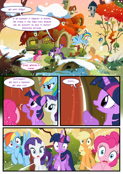 Size: 3500x4951 | Tagged: safe, artist:light262, derpibooru import, applejack, pinkie pie, rainbow dash, rarity, twilight sparkle, twilight sparkle (alicorn), alicorn, pony, comic:timey wimey, comic, female, fluttershy's cottage, mare