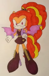 Size: 589x922 | Tagged: adagio dazzle, anthro, artist:artking3000, derpibooru import, irl, photo, plantigrade anthro, safe, solo, sonicified, sonic the hedgehog (series), style emulation, traditional art
