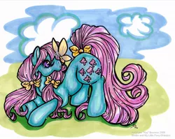 Size: 1058x842 | Tagged: artist:kay-kitten, bowtie (g1), butterfly, derpibooru import, g1, safe