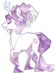 Size: 511x672 | Tagged: safe, artist:captivelegacy, derpibooru import, tree of harmony, oc, oc:harmony (heilos), ponified, unofficial characters only, classical unicorn, pony, unicorn, cloven hooves, flower, flower in hair, leonine tail, solo, unshorn fetlocks