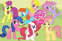 Size: 1200x800 | Tagged: artist:aquaticneon, bon bon (g1), bright eyes, clover (g1), derpibooru import, g1, g1 to g4, generation leap, melody, my little pony tales, patch (g1), safe, starlight (g1), sweetheart