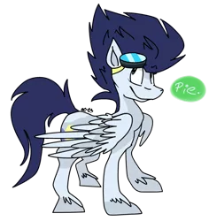 Size: 1024x1085 | Tagged: artist:dizzee-toaster, backwards cutie mark, derpibooru import, dialogue, goggles, safe, simple background, soarin', solo, transparent background