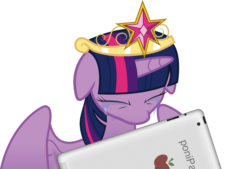 Size: 1454x1035 | Tagged: safe, derpibooru import, twilight sparkle, twilight sparkle (alicorn), alicorn, pony, crying, female, ipad, mare