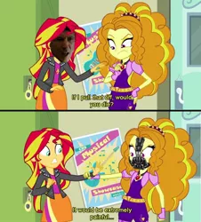 Size: 850x942 | Tagged: safe, derpibooru import, adagio dazzle, sunset shimmer, equestria girls, rainbow rocks, bane, baneposting, batman, bill wilson, cia (batman), comic, the dark knight rises