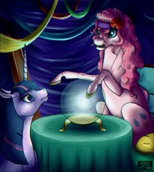 Size: 1800x2000 | Tagged: artist:hengebellika, crystal ball, derpibooru import, mystical orb of fate's destiny, pinkie pie, safe, twilight sparkle