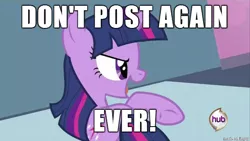 Size: 610x343 | Tagged: caption, derpibooru import, edit, edited screencap, image macro, it's time to stop posting, meme, reaction image, safe, screencap, text, twilight sparkle