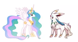 Size: 1516x824 | Tagged: celesteon, crossover, derpibooru import, eevee, eeveelution, fakemon, pokémon, princess celestia, safe