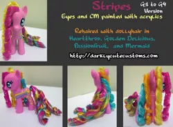 Size: 570x420 | Tagged: artist:darklycutedesigns, derpibooru import, etsy, figure, g1, g1 to g4, generation leap, rainbow curl pony, safe, solo, stripes, stripes (g1), toy