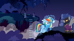 Size: 900x506 | Tagged: dead source, safe, artist:celinesparkle, derpibooru import, rainbow dash, soarin', clothes, costume, female, male, shadowbolts, shadowbolts costume, shipping, soarindash, straight